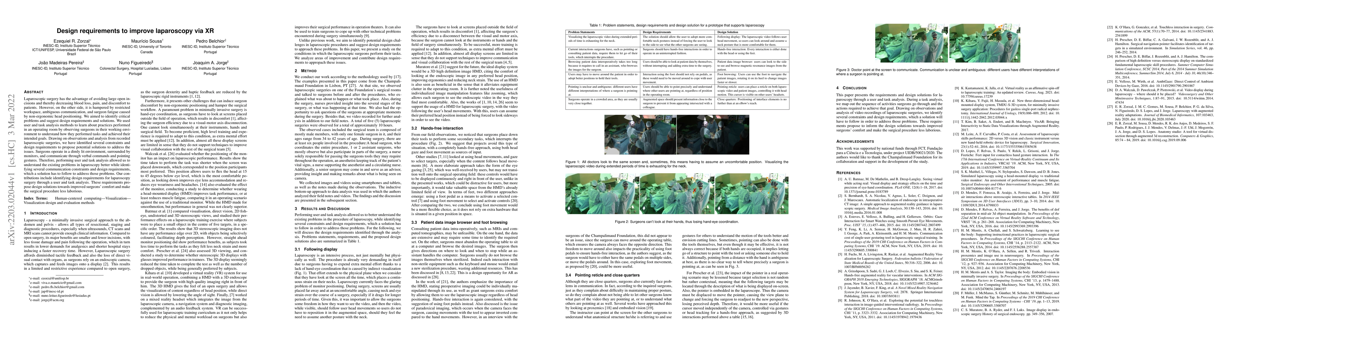 Thumbnail for Design requirements to improve laparoscopy via XR