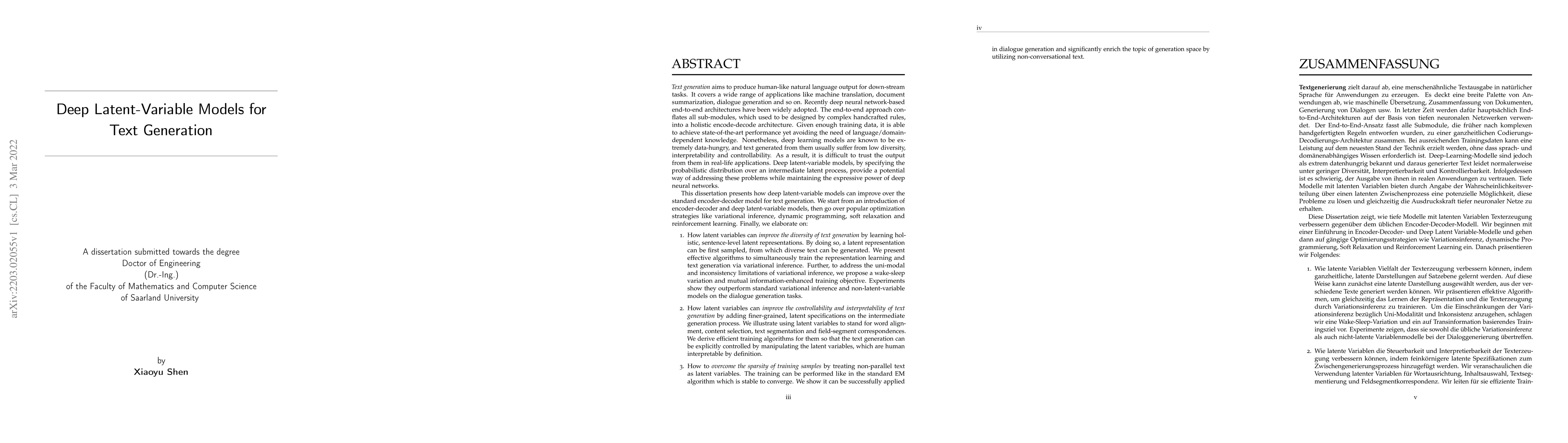 Thumbnail for Deep Latent-Variable Models for Text Generation