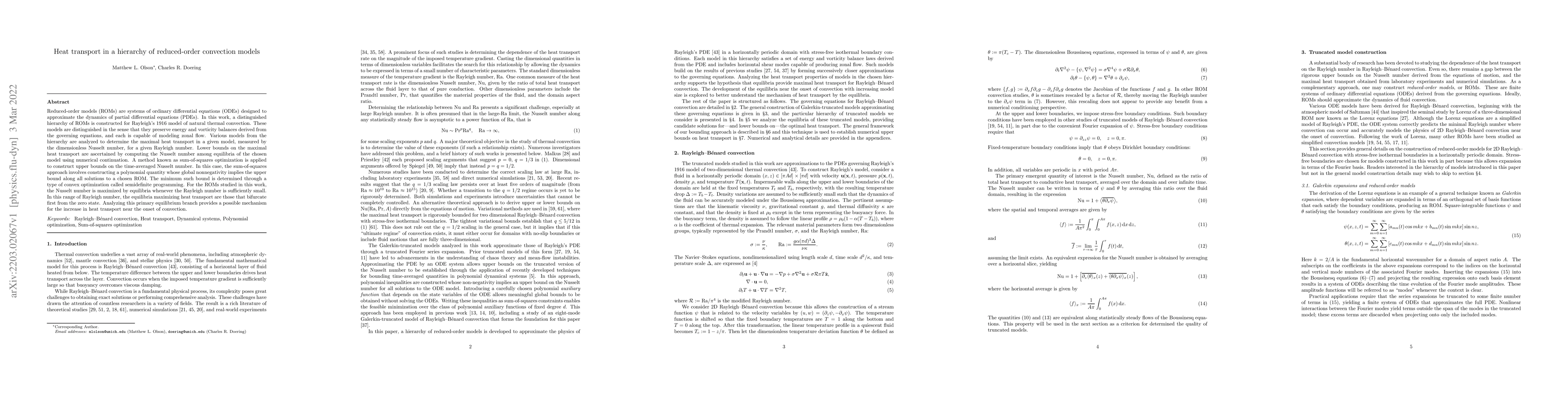 Thumbnail for Heat transport in a hierarchy of reduced-order convection models