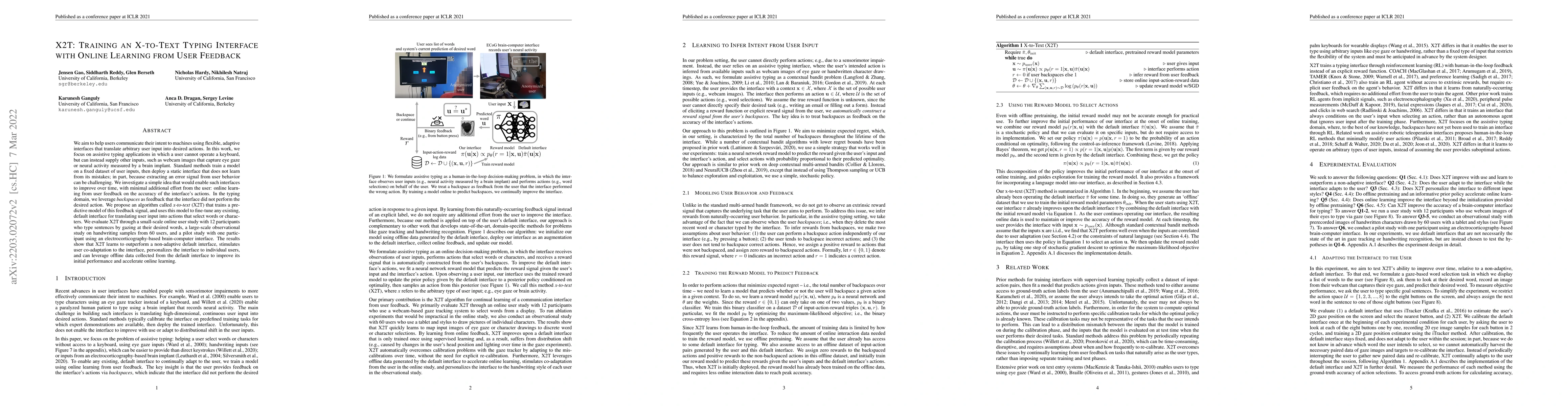 Thumbnail for X2T: Training an X-to-Text Typing Interface with Online Learning from
  User Feedback
