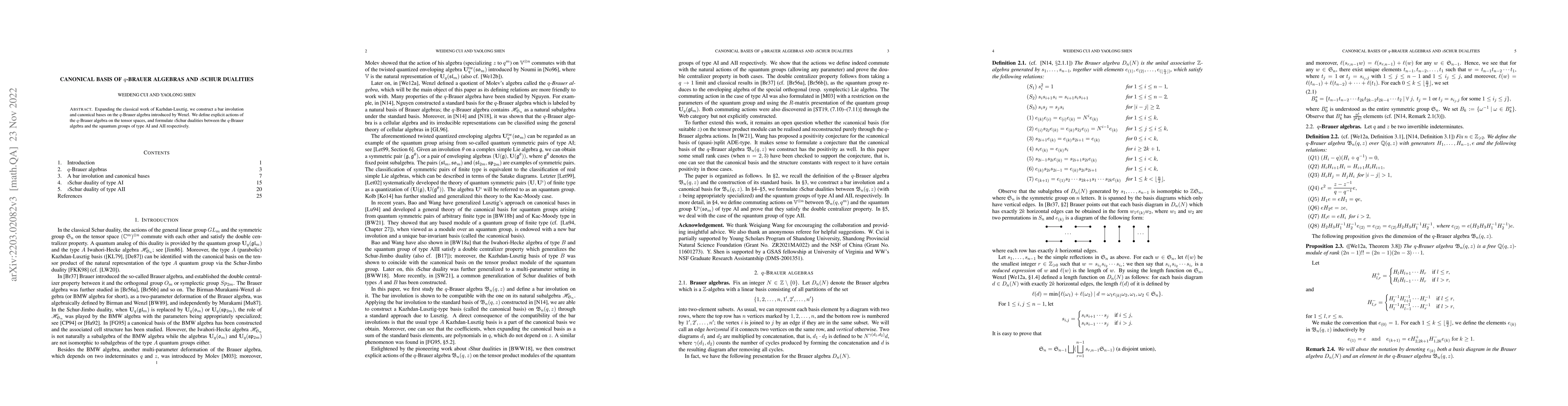 Thumbnail for Canonical bases of $q$-Brauer algebras and $\imath$Schur dualities