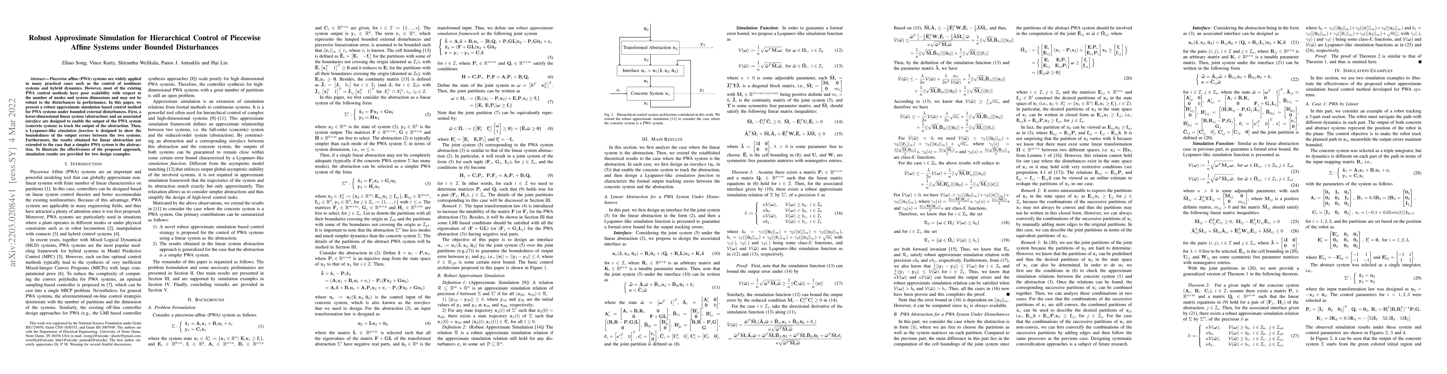 Thumbnail for Robust Approximate Simulation for Hierarchical Control of Piecewise
  Affine Systems under Bounded Disturbances