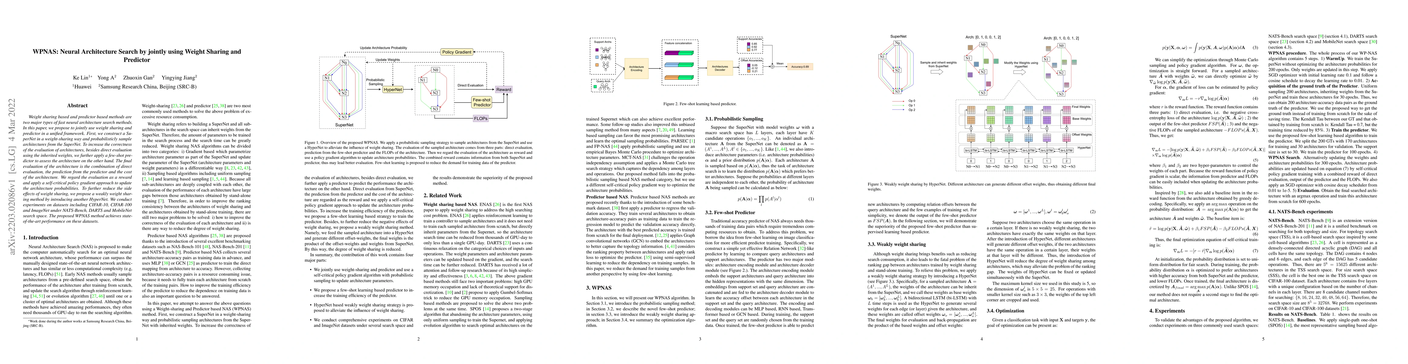 Thumbnail for WPNAS: Neural Architecture Search by jointly using Weight Sharing and
  Predictor