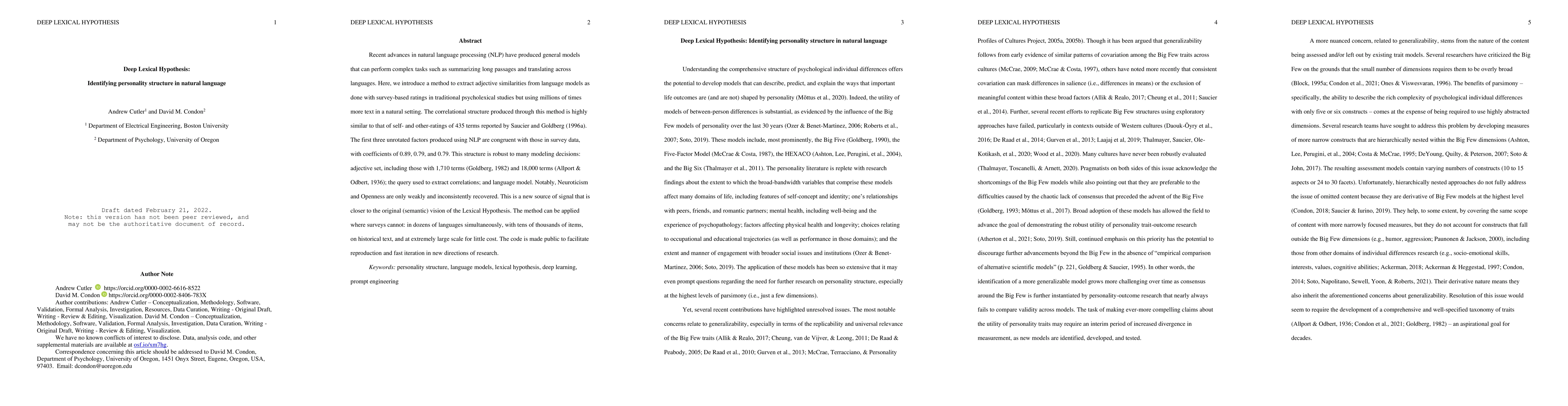 Thumbnail for Deep Lexical Hypothesis: Identifying personality structure in natural
  language
