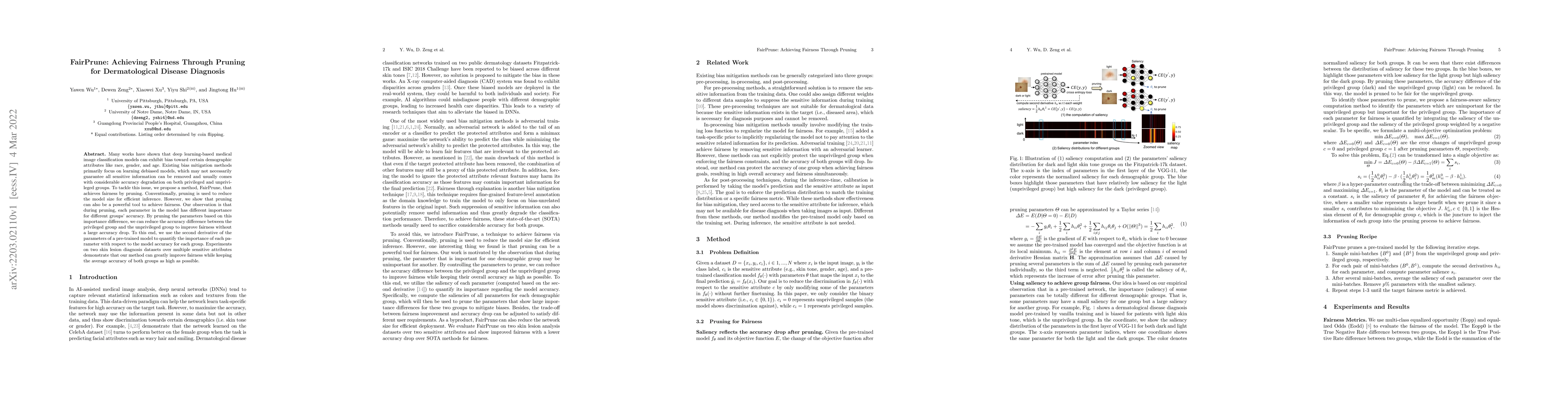 Thumbnail for FairPrune: Achieving Fairness Through Pruning for Dermatological Disease
  Diagnosis