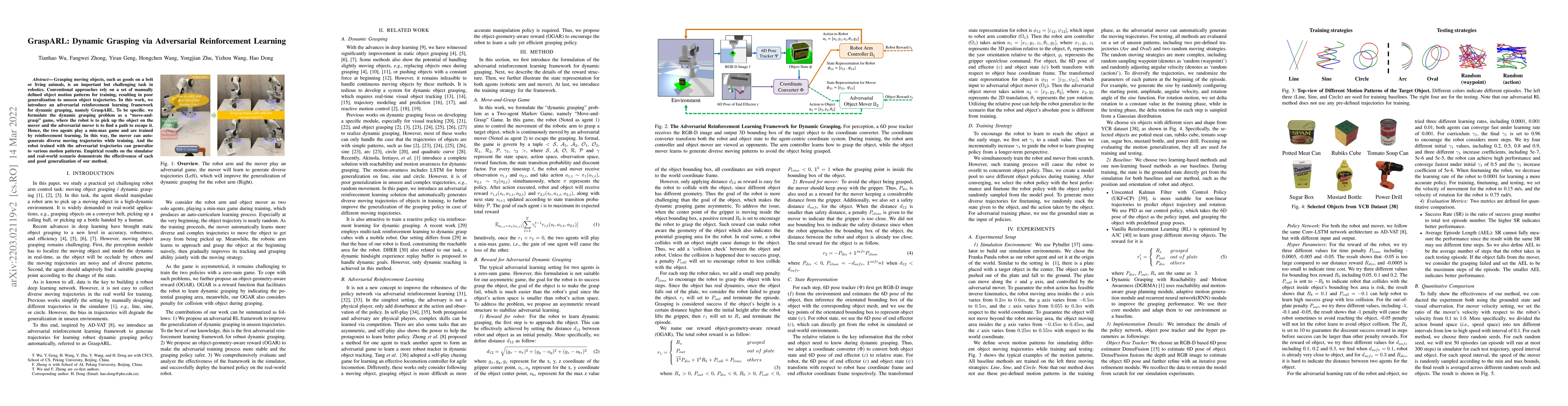 Thumbnail for GraspARL: Dynamic Grasping via Adversarial Reinforcement Learning