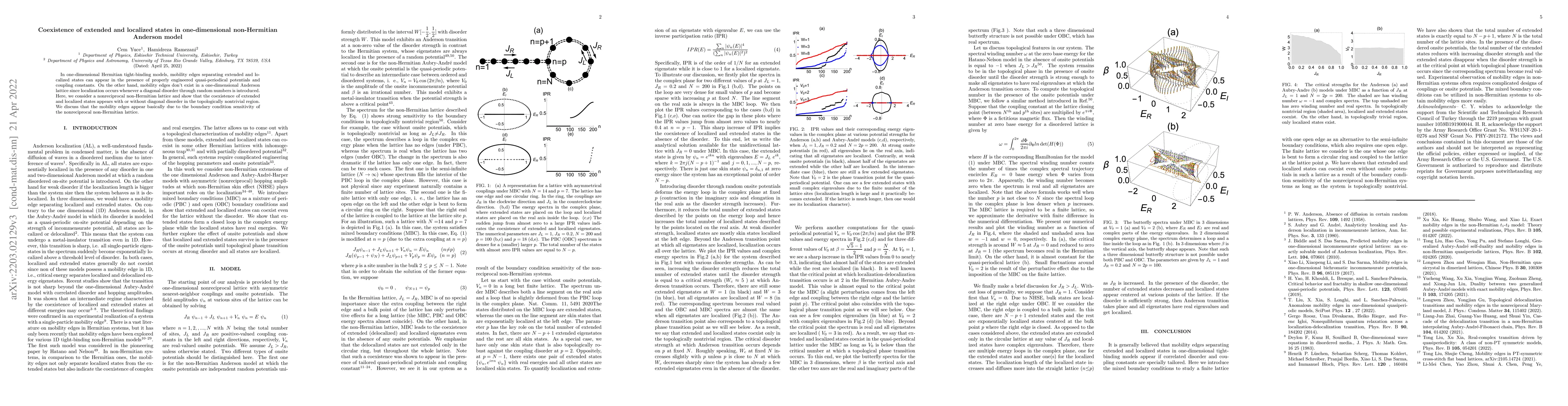 Thumbnail for Coexistence of extended and localized states in one-dimensional
  non-Hermitian Anderson model