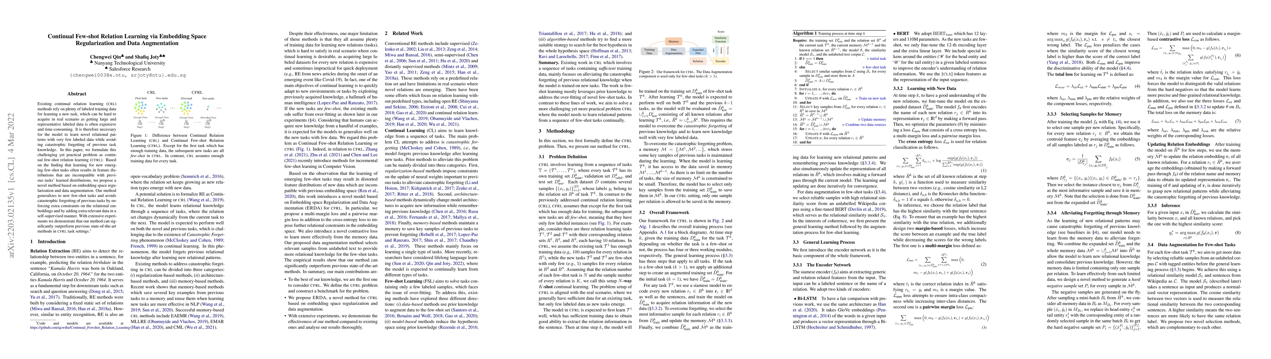 Thumbnail for Continual Few-shot Relation Learning via Embedding Space Regularization
  and Data Augmentation