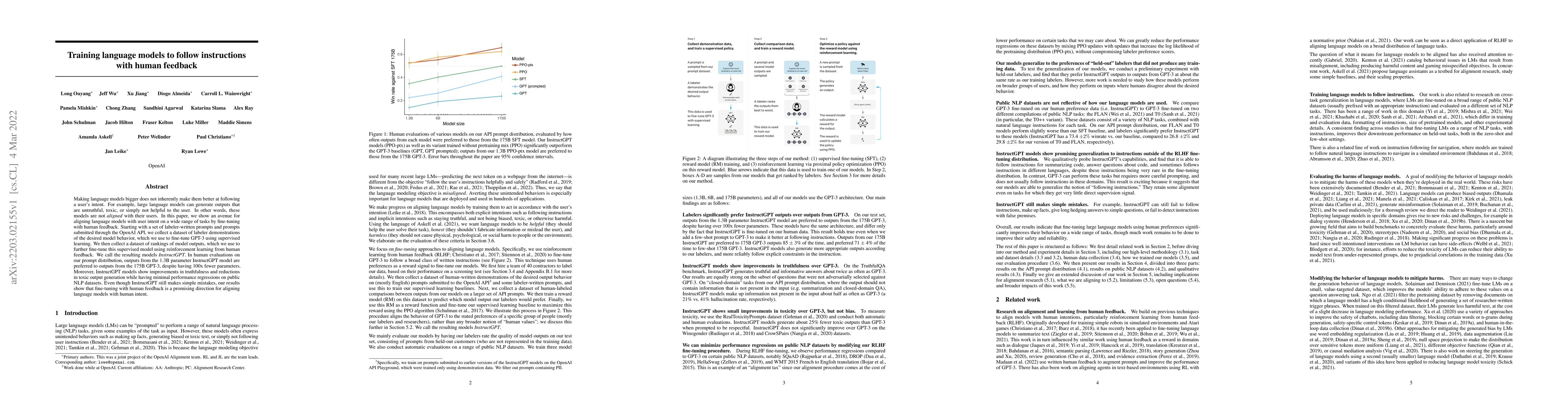 Thumbnail for Training language models to follow instructions with human feedback