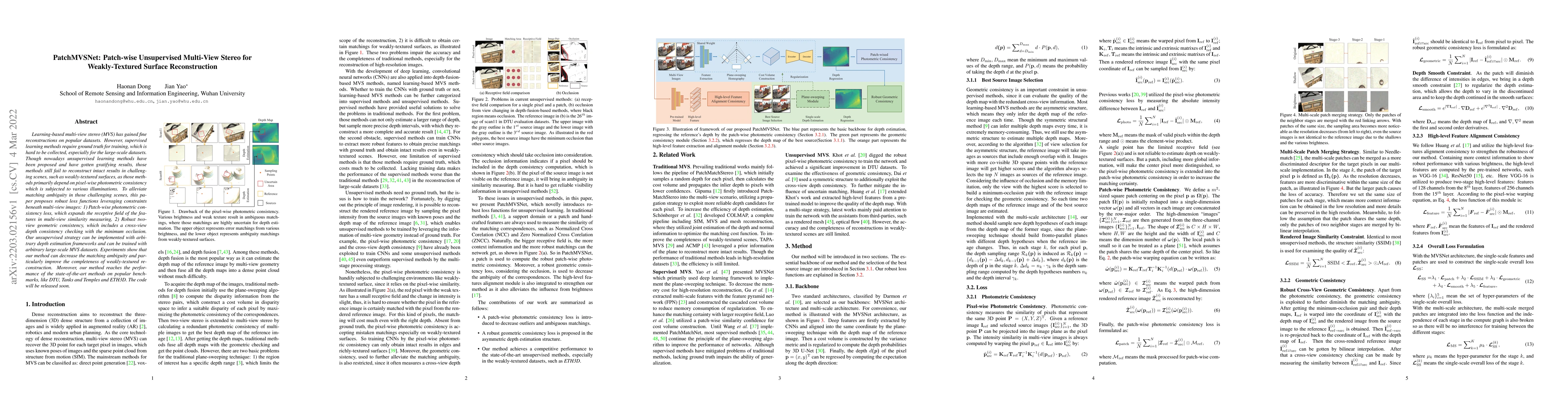 Thumbnail for PatchMVSNet: Patch-wise Unsupervised Multi-View Stereo for
  Weakly-Textured Surface Reconstruction