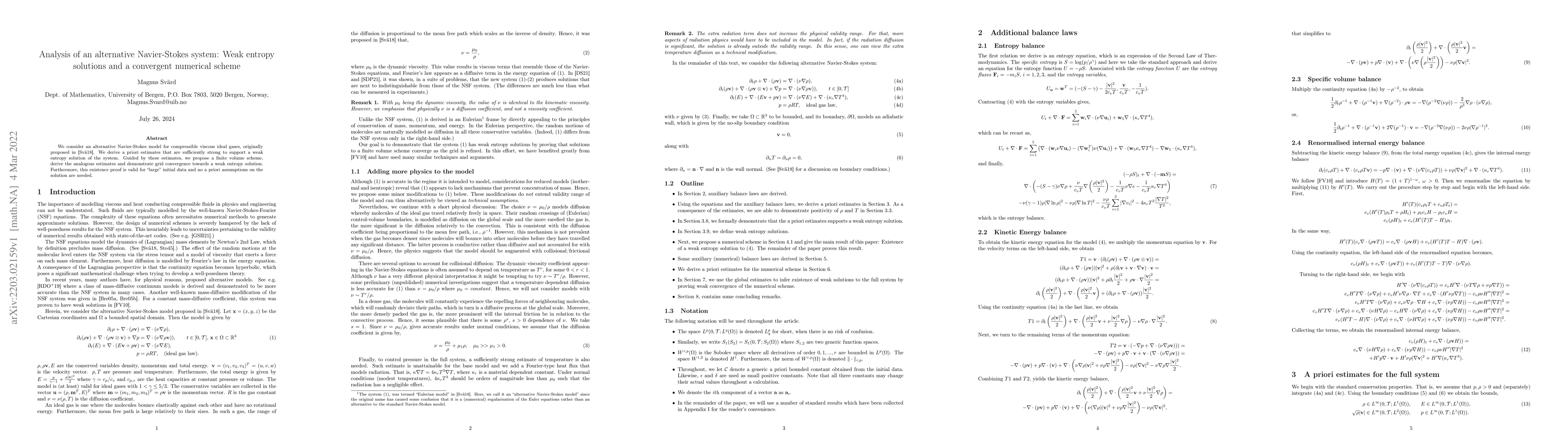 Thumbnail for Analysis of an alternative Navier-Stokes system: Weak entropy solutions
  and a convergent numerical scheme