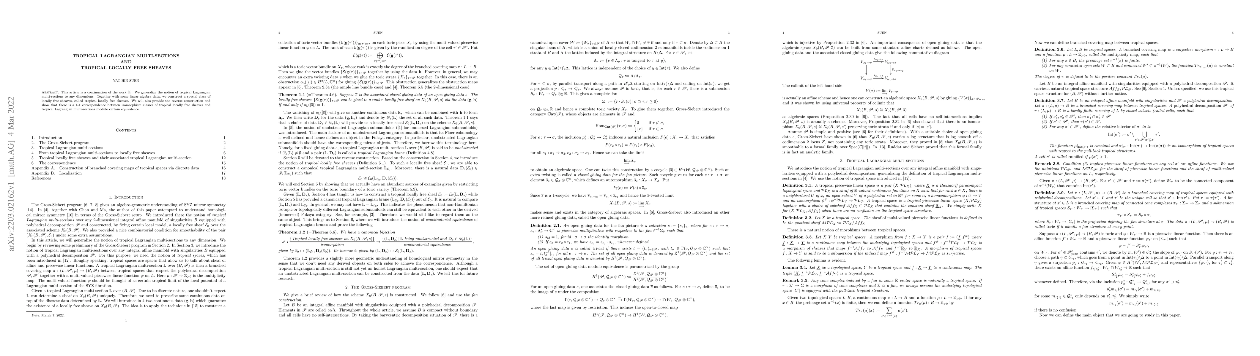 Thumbnail for Tropical Lagrangian multi-sections and tropical locally free sheaves