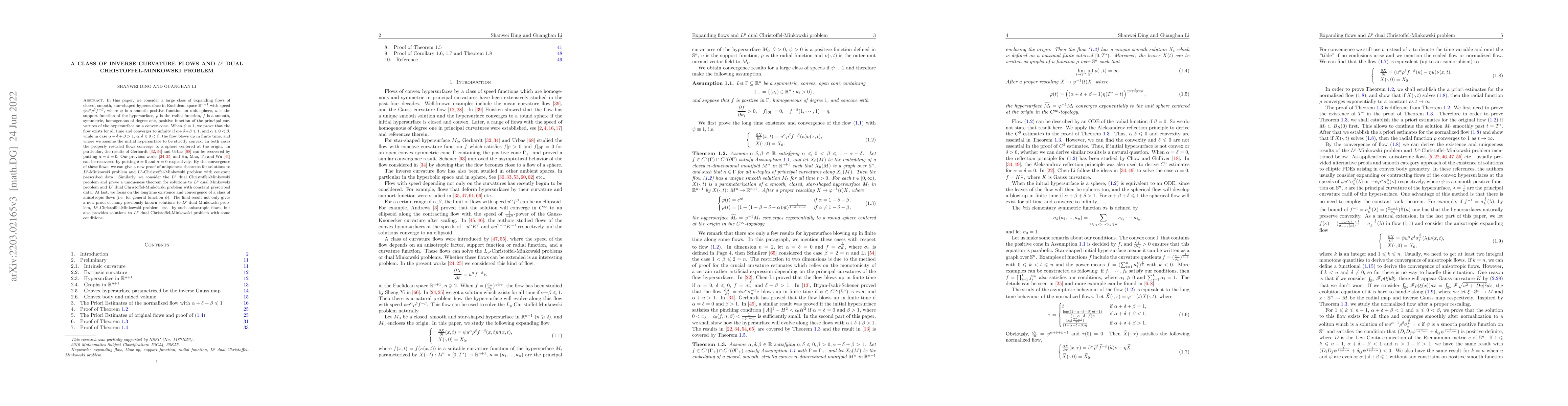 Thumbnail for A class of inverse curvature flows and $L^p$ dual Christoffel-Minkowski
  problem