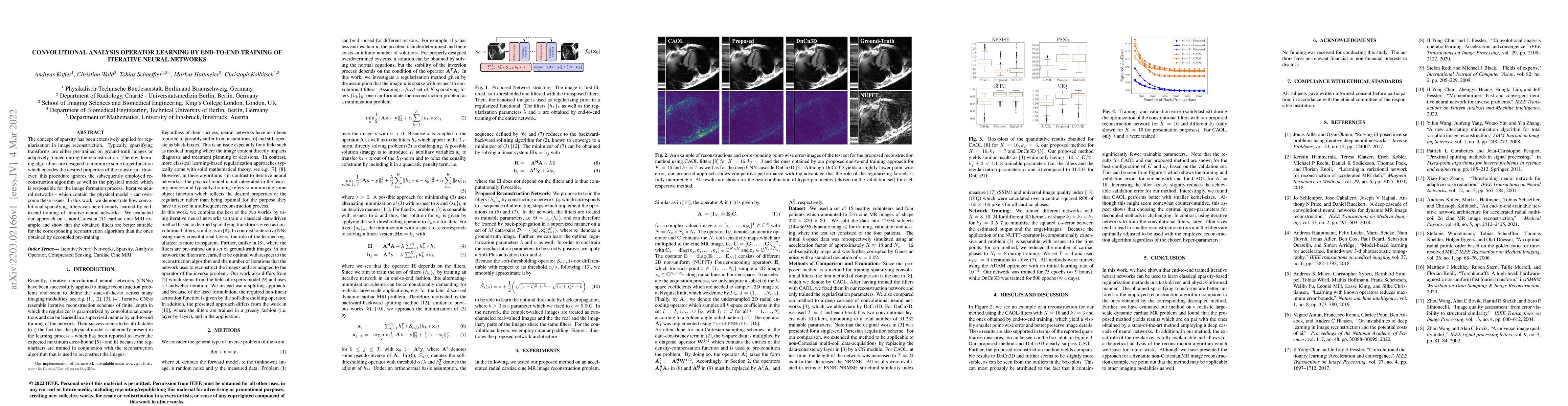Thumbnail for Convolutional Analysis Operator Learning by End-To-End Training of
  Iterative Neural Networks