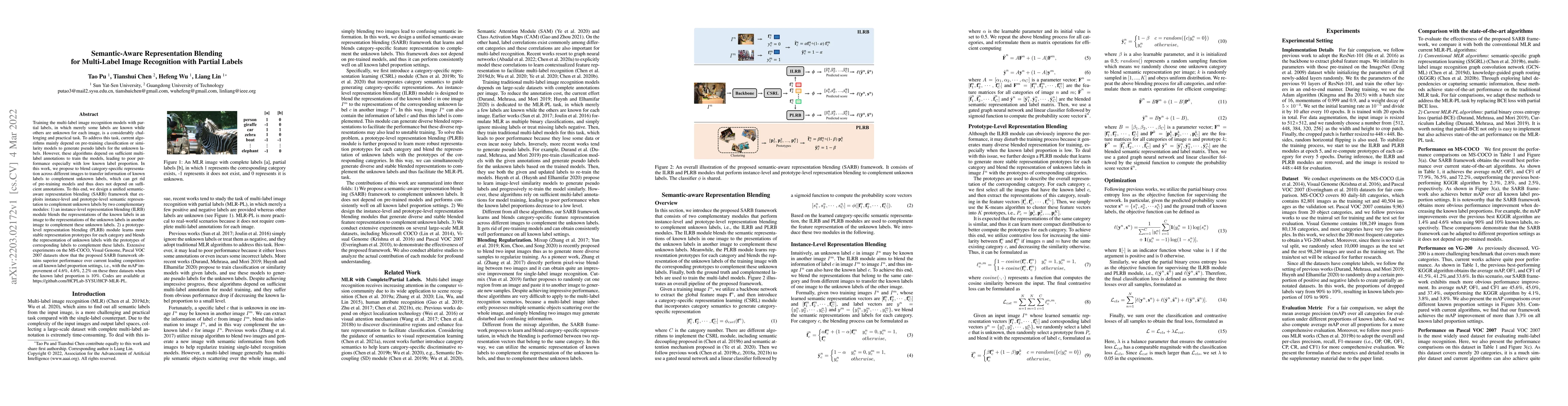 Thumbnail for Semantic-Aware Representation Blending for Multi-Label Image Recognition
  with Partial Labels