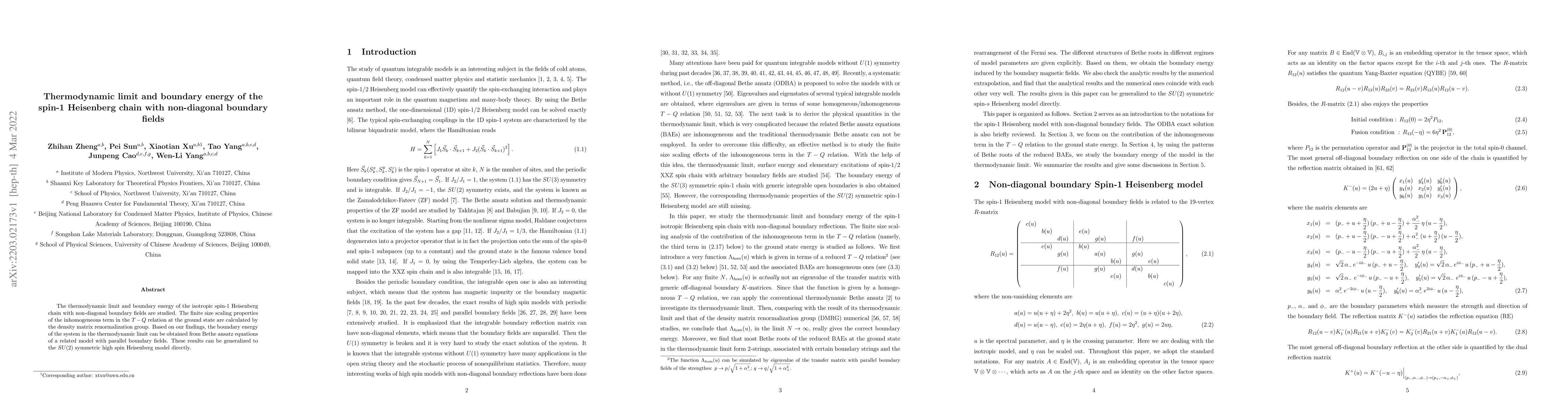 Thumbnail for Thermodynamic limit and boundary energy of the spin-1 Heisenberg chain
  with non-diagonal boundary fields