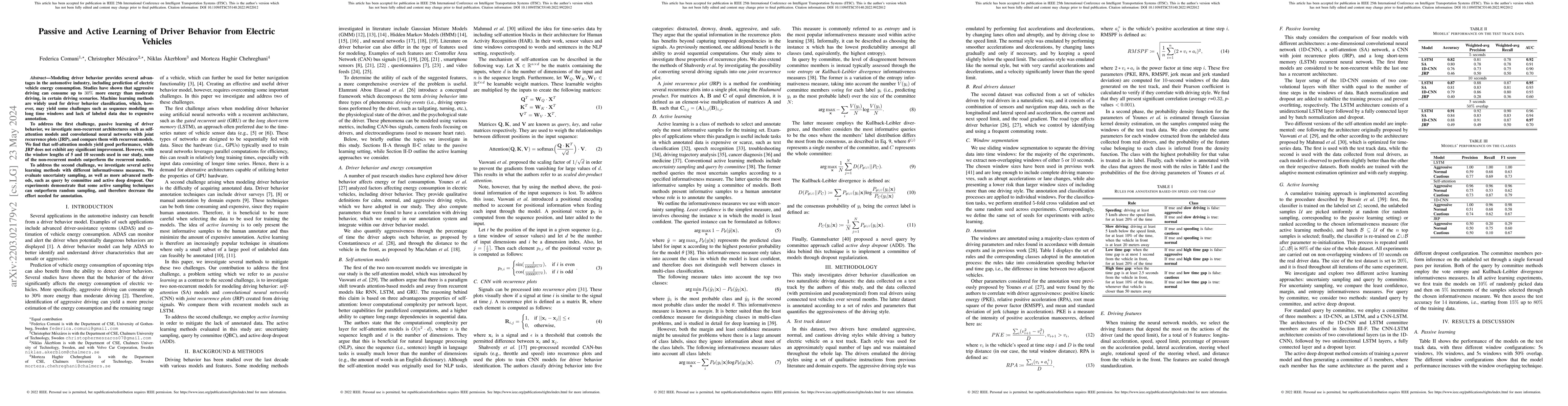 Thumbnail for Passive and Active Learning of Driver Behavior from Electric Vehicles