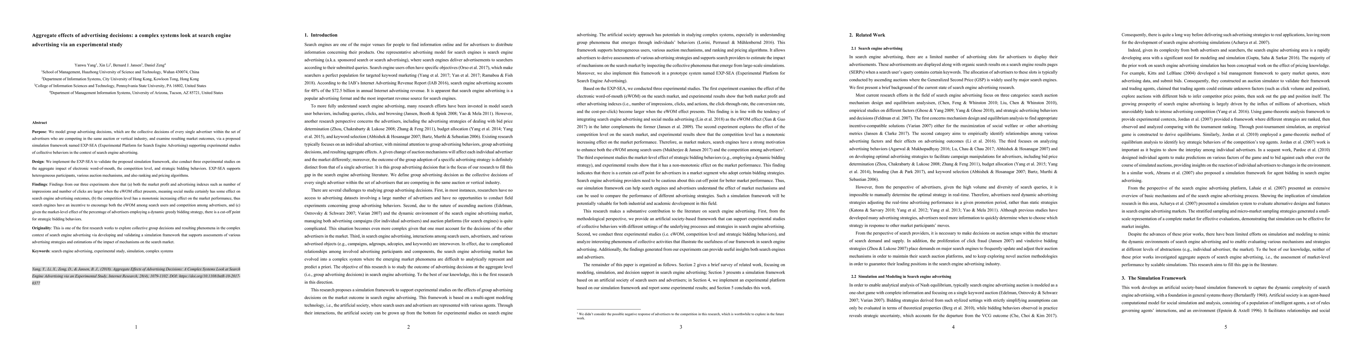 Thumbnail for Aggregate effects of advertising decisions: a complex systems look at
  search engine advertising via an experimental study