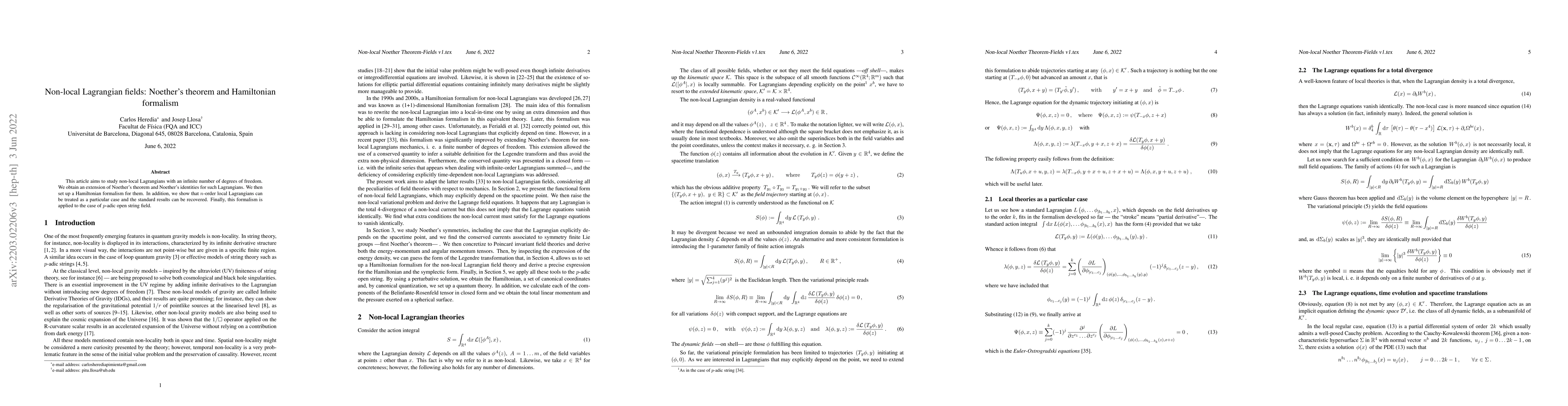 Thumbnail for Non-local Lagrangian fields: Noether's theorem and Hamiltonian formalism