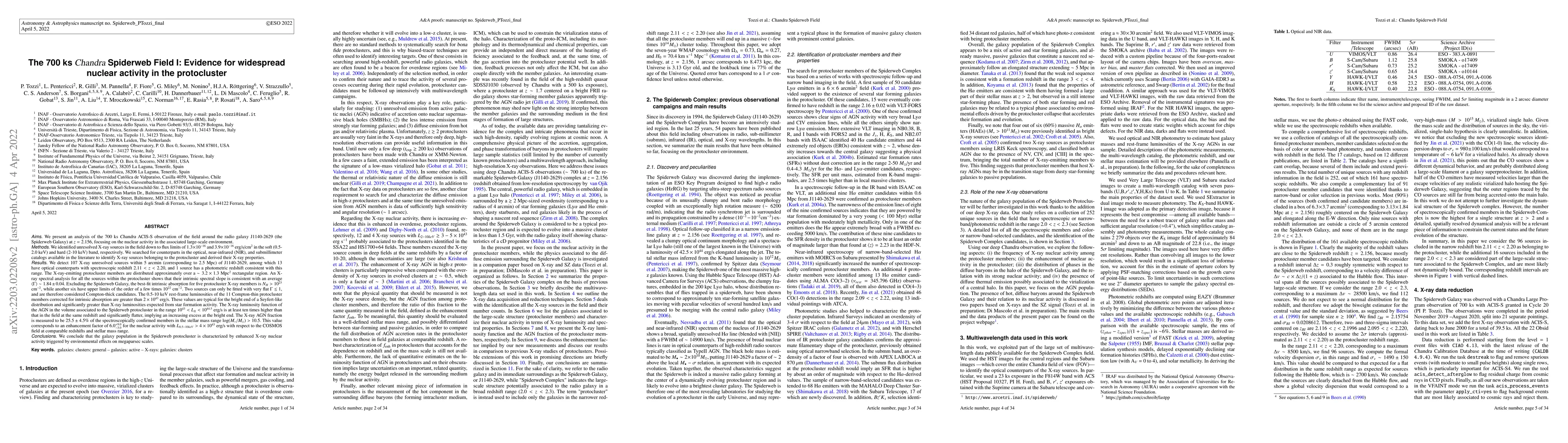 Thumbnail for The 700 ks Chandra Spiderweb Field I: evidence for widespread nuclear
  activity in the Protocluster