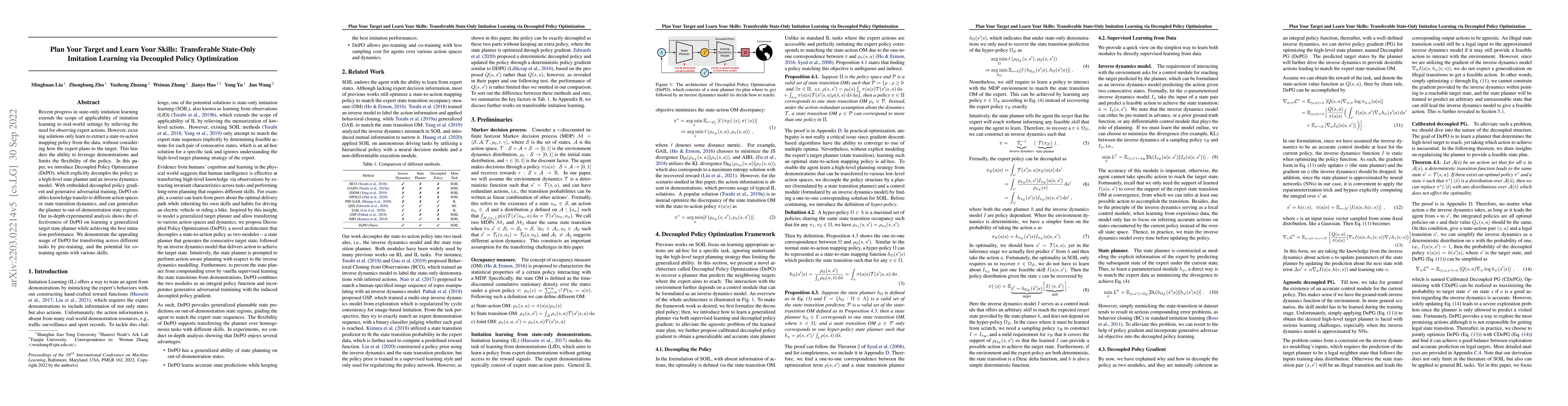 Thumbnail for Plan Your Target and Learn Your Skills: Transferable State-Only
  Imitation Learning via Decoupled Policy Optimization