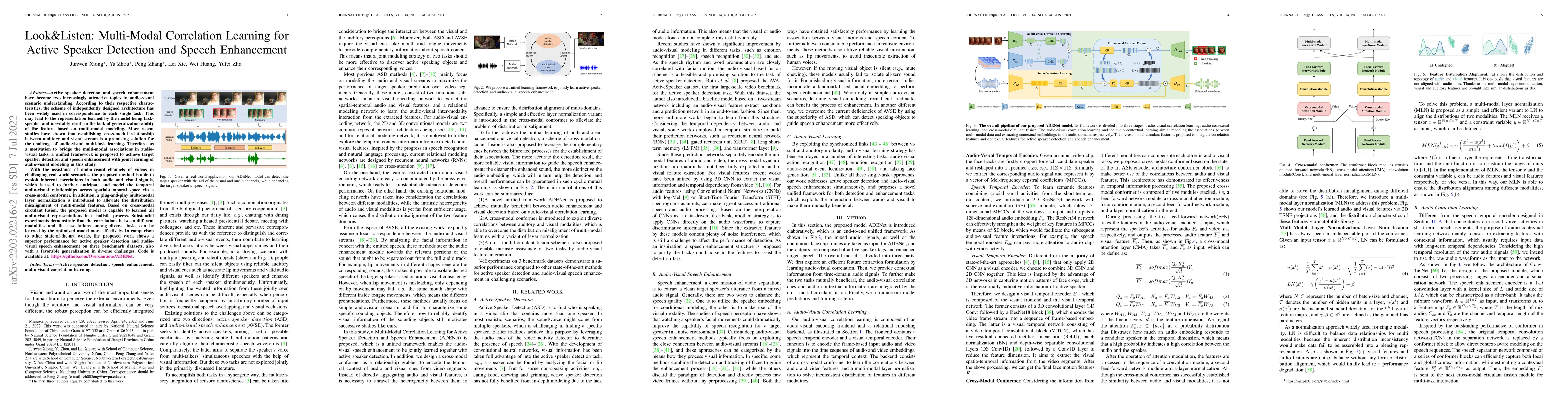 Thumbnail for Look\&Listen: Multi-Modal Correlation Learning for Active Speaker
  Detection and Speech Enhancement