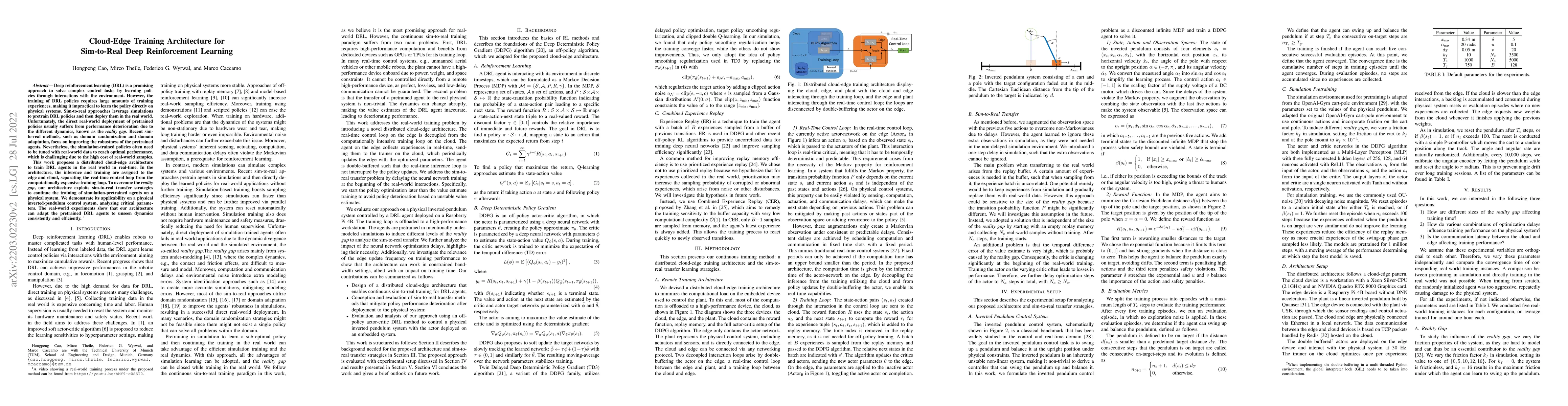 Thumbnail for Cloud-Edge Training Architecture for Sim-to-Real Deep Reinforcement
  Learning