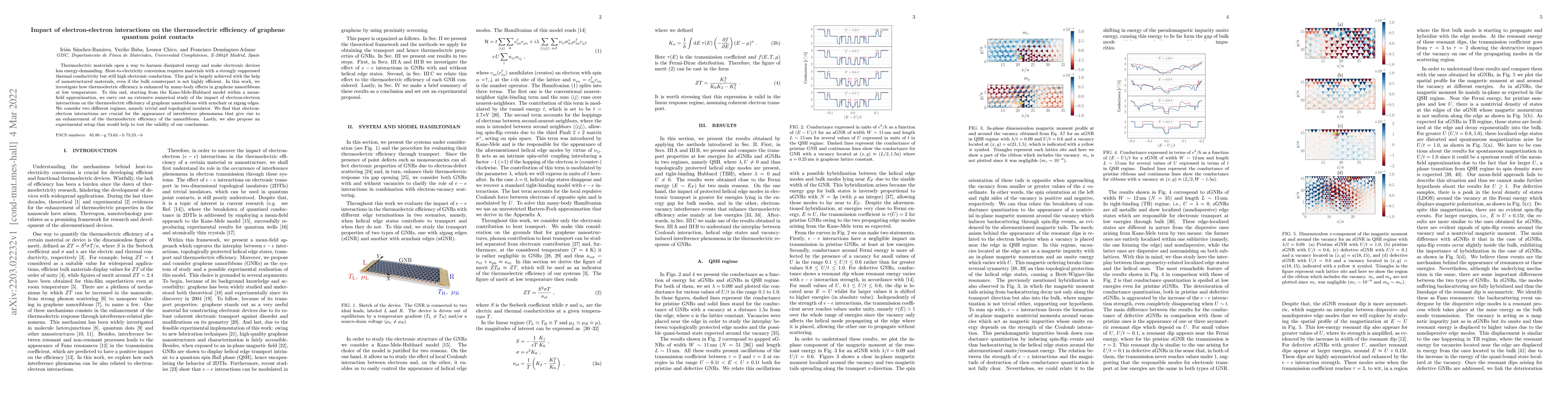 Thumbnail for Impact of electron-electron interactions on the thermoelectric
  efficiency of graphene quantum point contacts