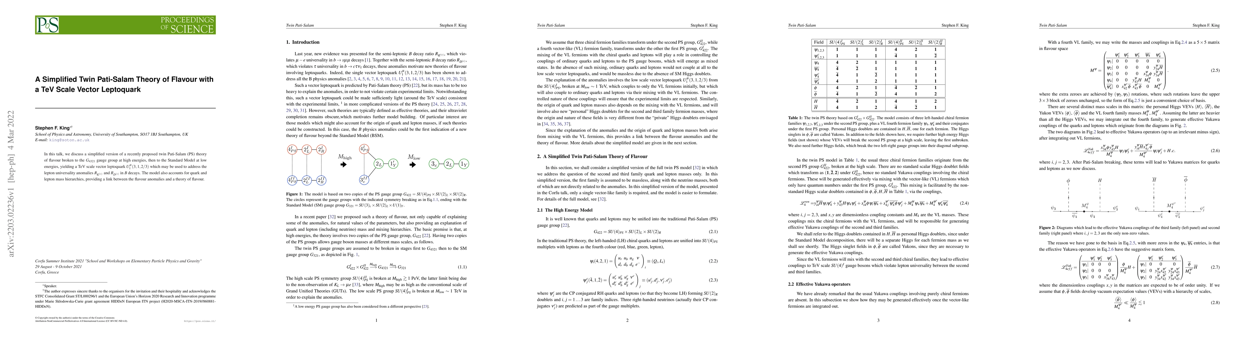 Thumbnail for A Simplified Twin Pati-Salam Theory of Flavour with a TeV Scale Vector
  Leptoquark