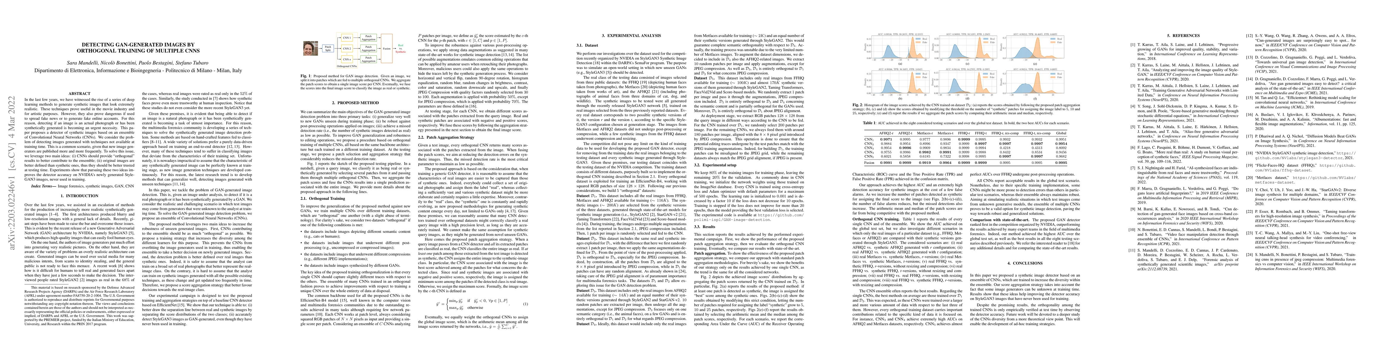 Thumbnail for Detecting GAN-generated Images by Orthogonal Training of Multiple CNNs