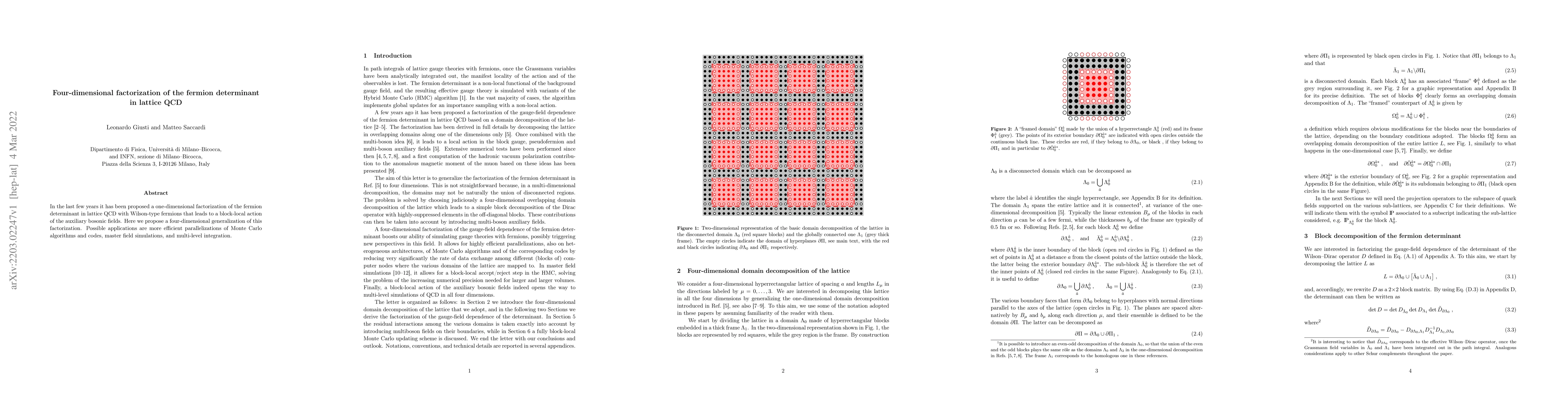 Thumbnail for Four-dimensional factorization of the fermion determinant in lattice QCD