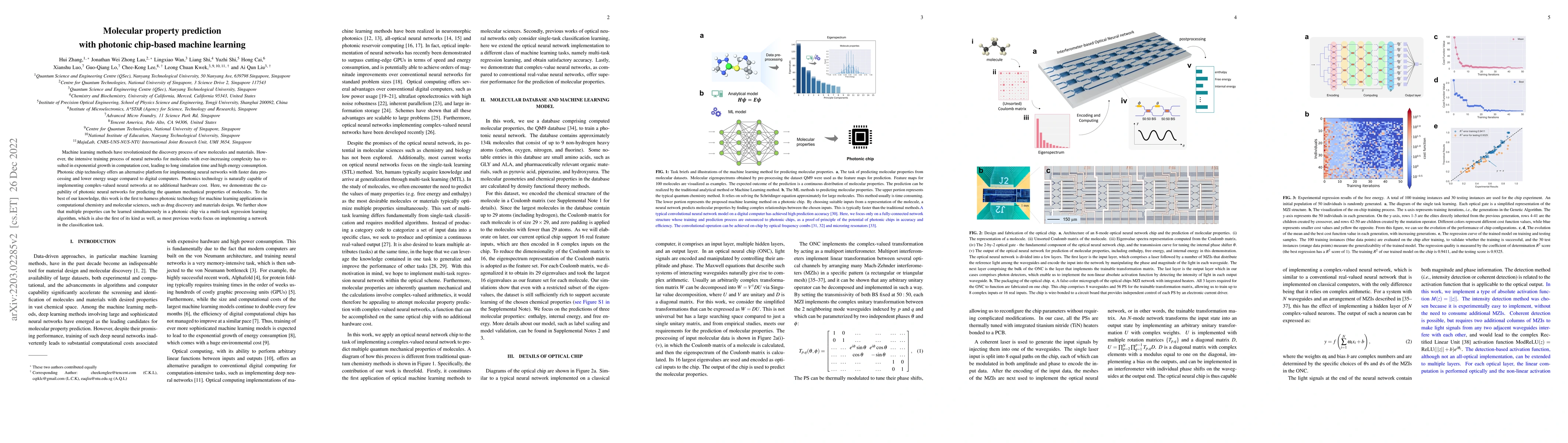 Thumbnail for A photonic chip-based machine learning approach for the prediction of
  molecular properties
