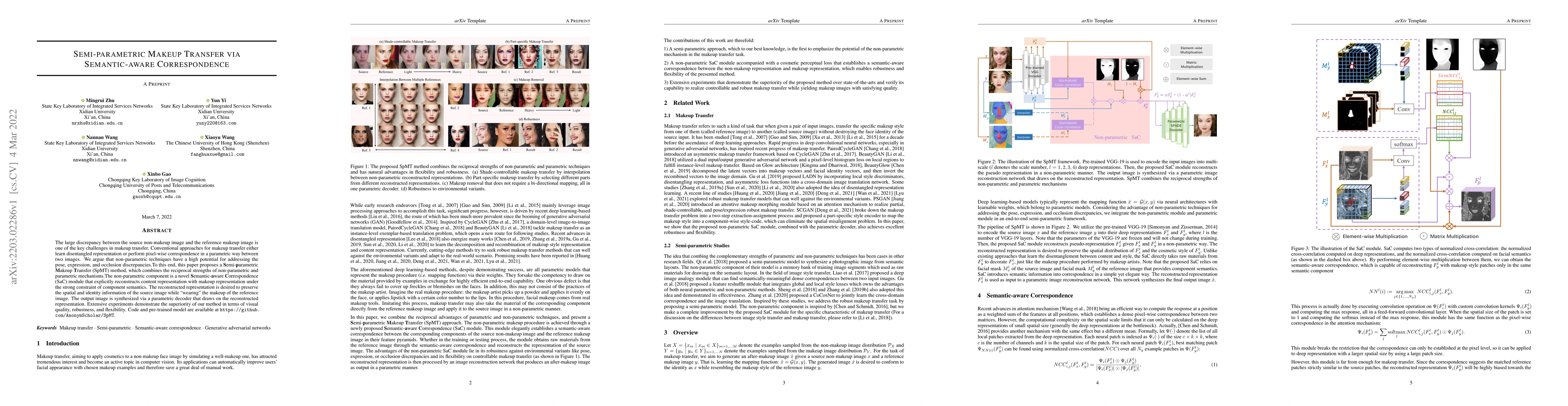 Thumbnail for Semi-parametric Makeup Transfer via Semantic-aware Correspondence