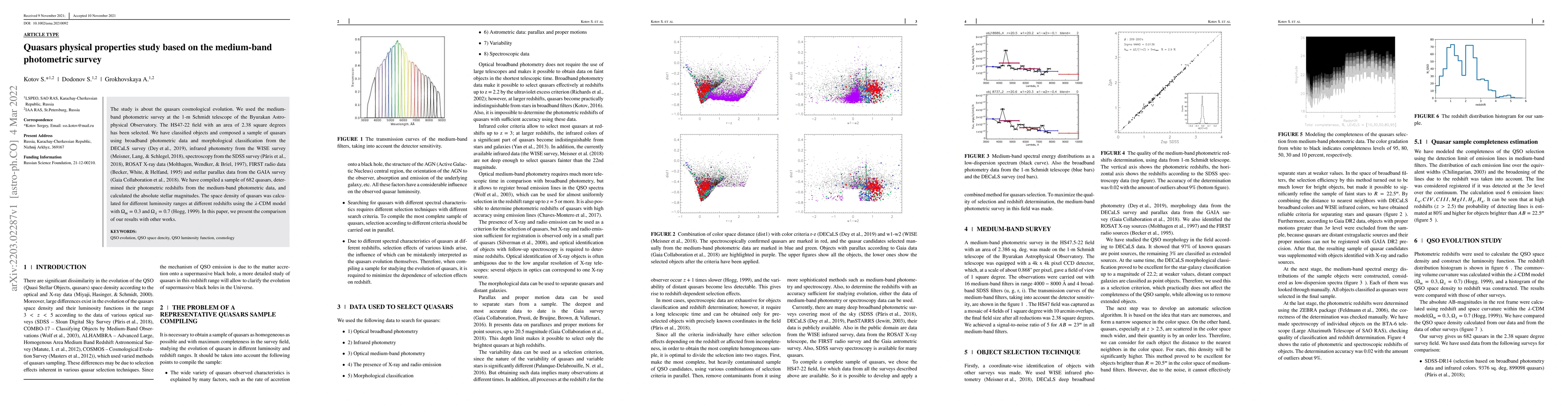 Thumbnail for Quasars physical properties study based on the medium-band photometric
  survey