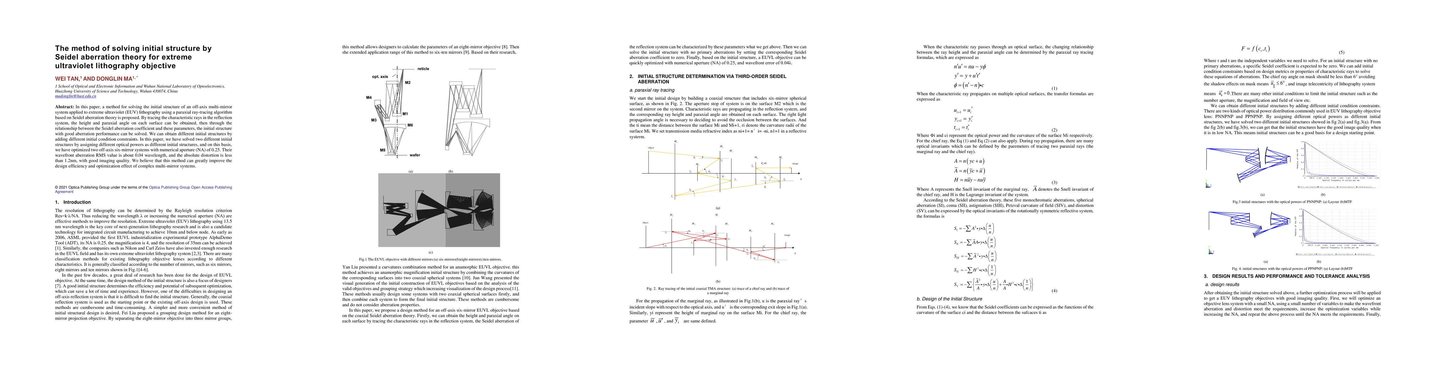 Thumbnail for The method of solving initial structure by Seidel aberration theory for
  extreme ultraviolet lithography objective