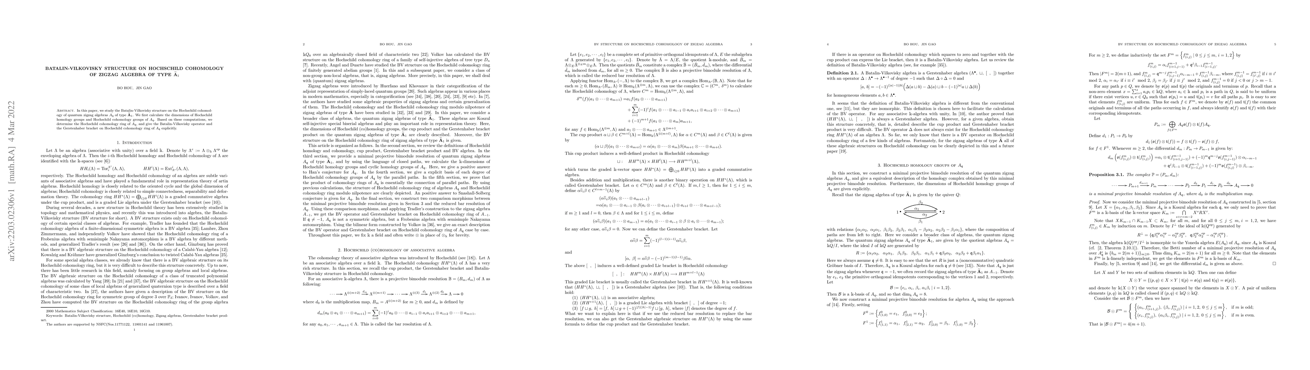 Thumbnail for Batalin-Vilkovisky structure on Hochschild cohomology of zigzag algebra
  of type $\widetilde{\mathbf{A}}_{1}$
