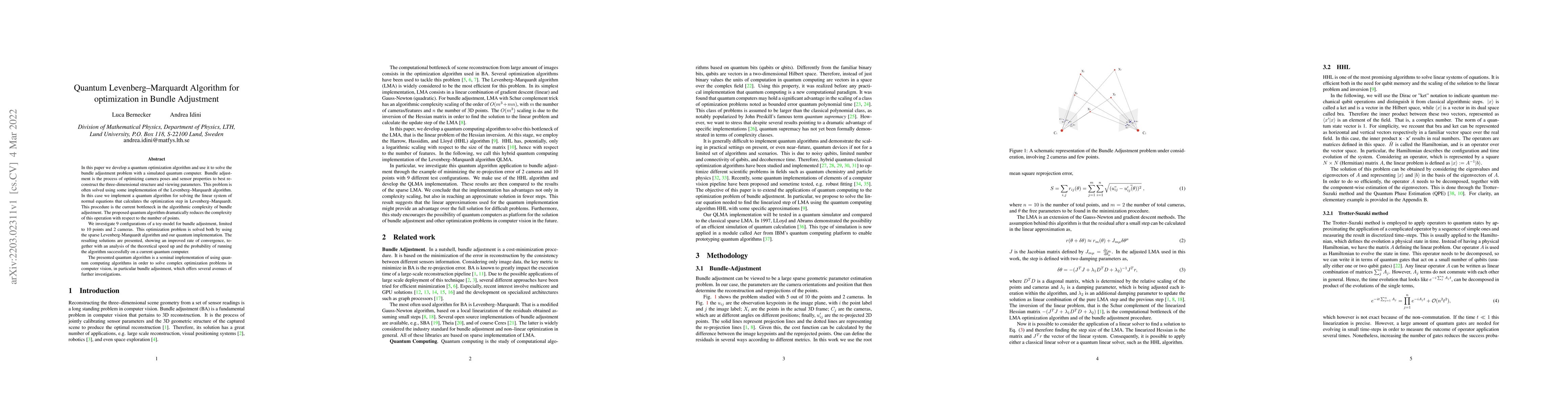 Thumbnail for Quantum Levenberg--Marquardt Algorithm for optimization in Bundle
  Adjustment