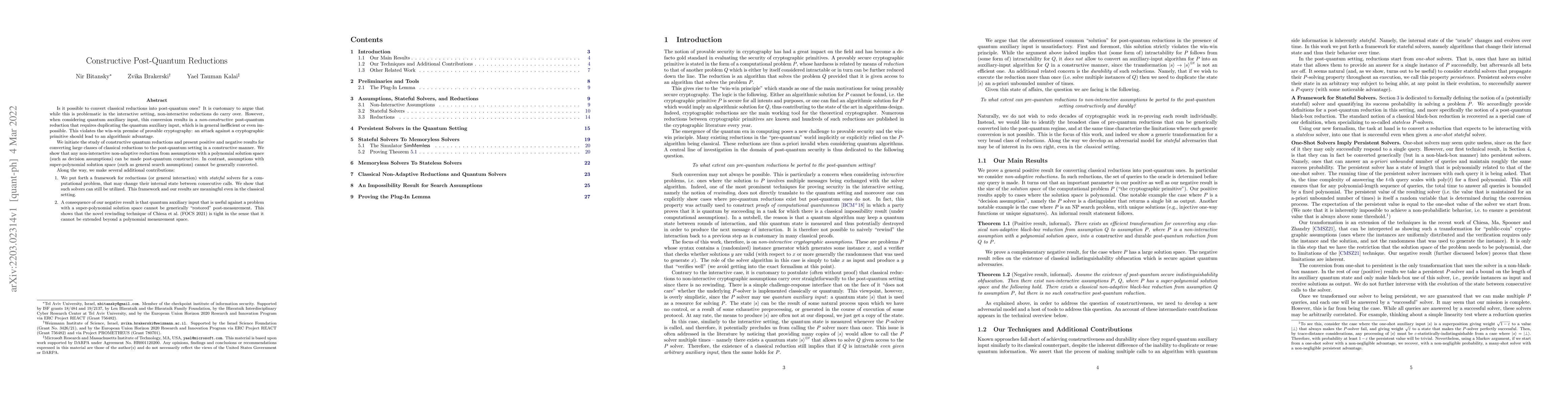 Thumbnail for Constructive Post-Quantum Reductions