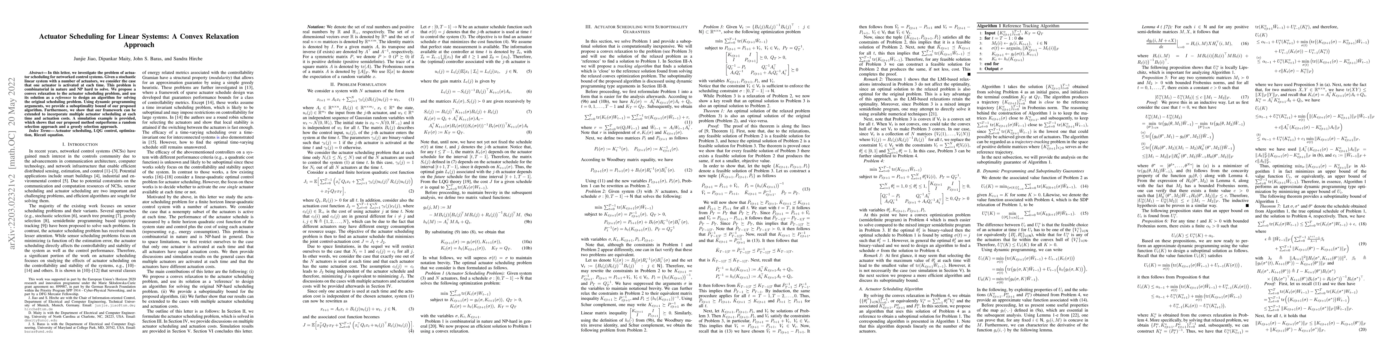 Thumbnail for Actuator Scheduling for Linear Systems: A Convex Relaxation Approach