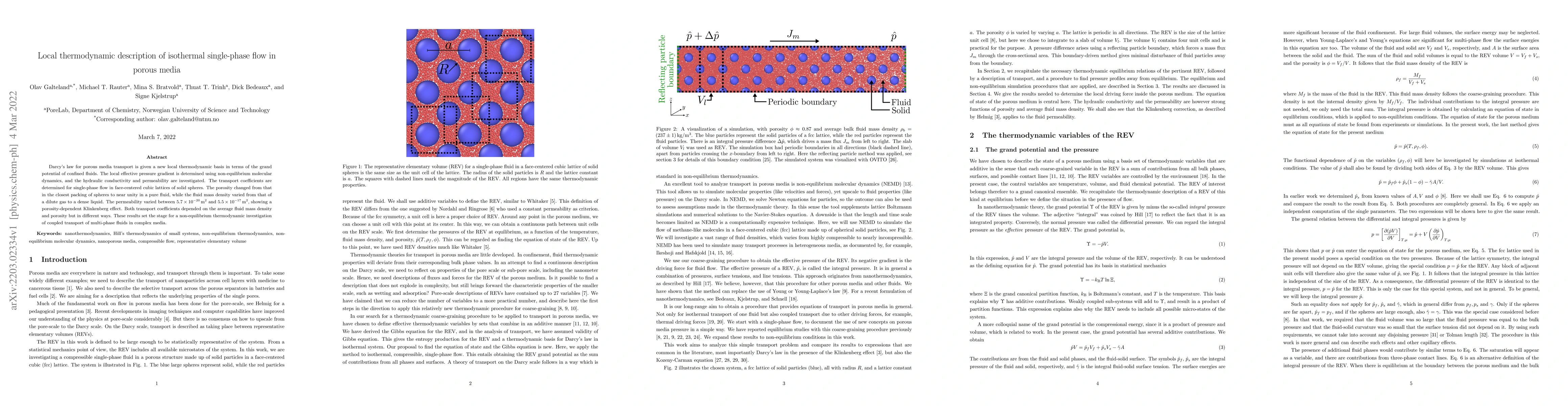 Thumbnail for Local thermodynamic description of isothermal single-phase flow in
  porous media
