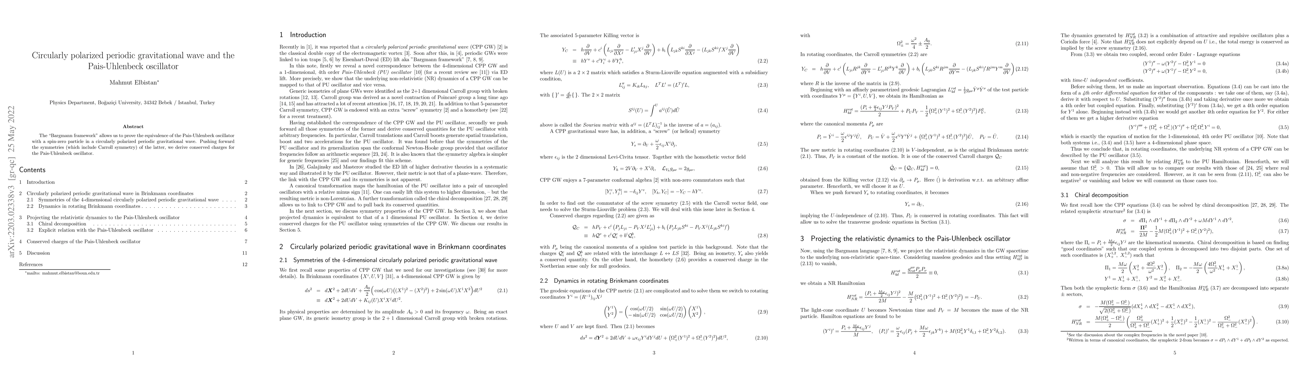 Thumbnail for Circularly polarized periodic gravitational wave and the Pais-Uhlenbeck
  oscillator