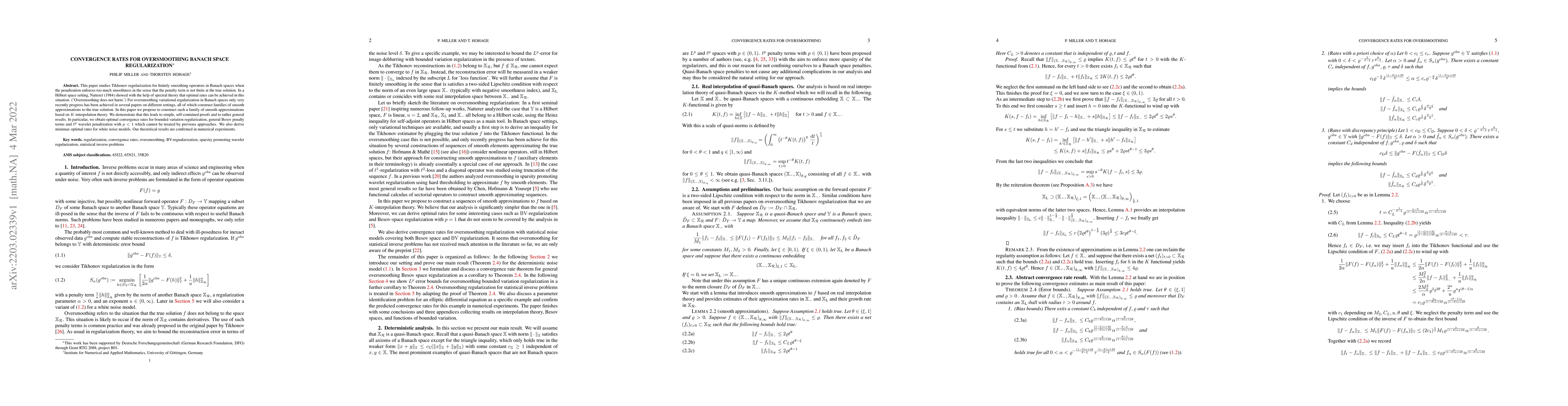 Thumbnail for Convergence Rates for Oversmoothing Banach Space Regularization