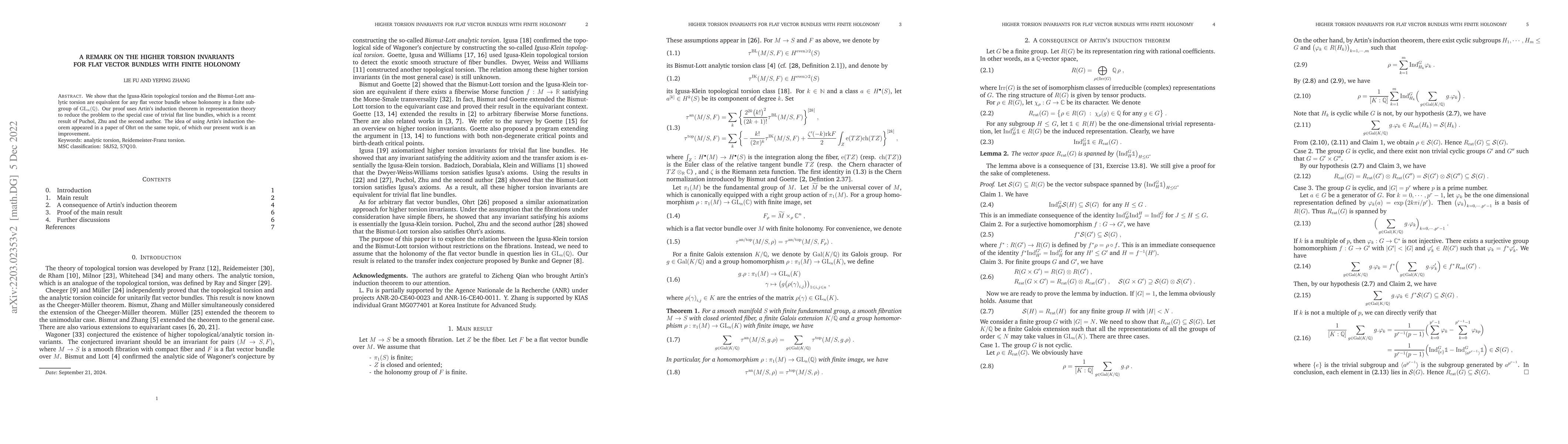 Thumbnail for A remark on the higher torsion invariants for flat vector bundles with
  finite holonomy