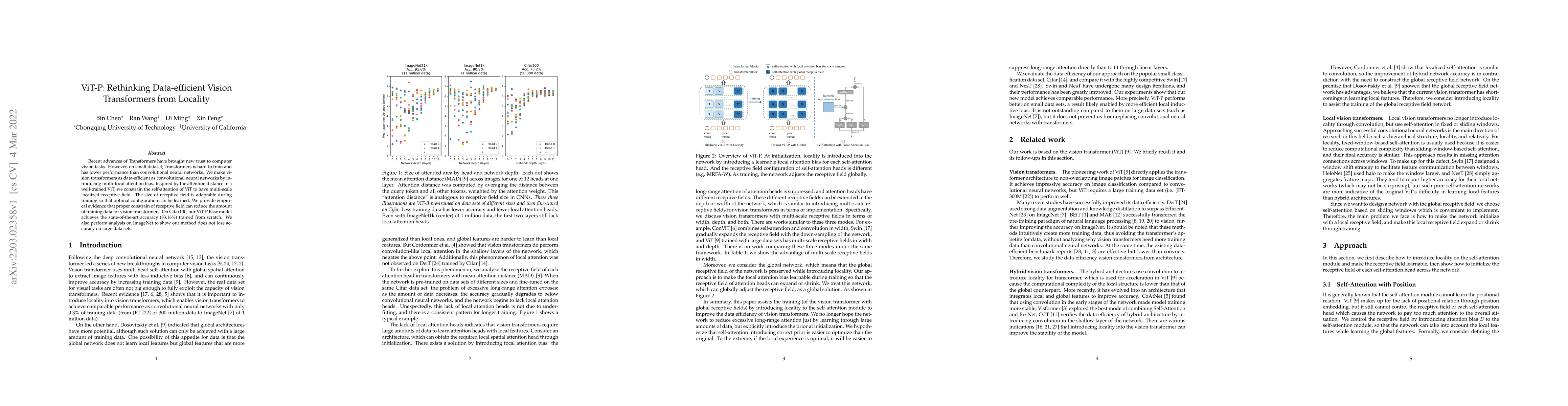 Thumbnail for ViT-P: Rethinking Data-efficient Vision Transformers from Locality