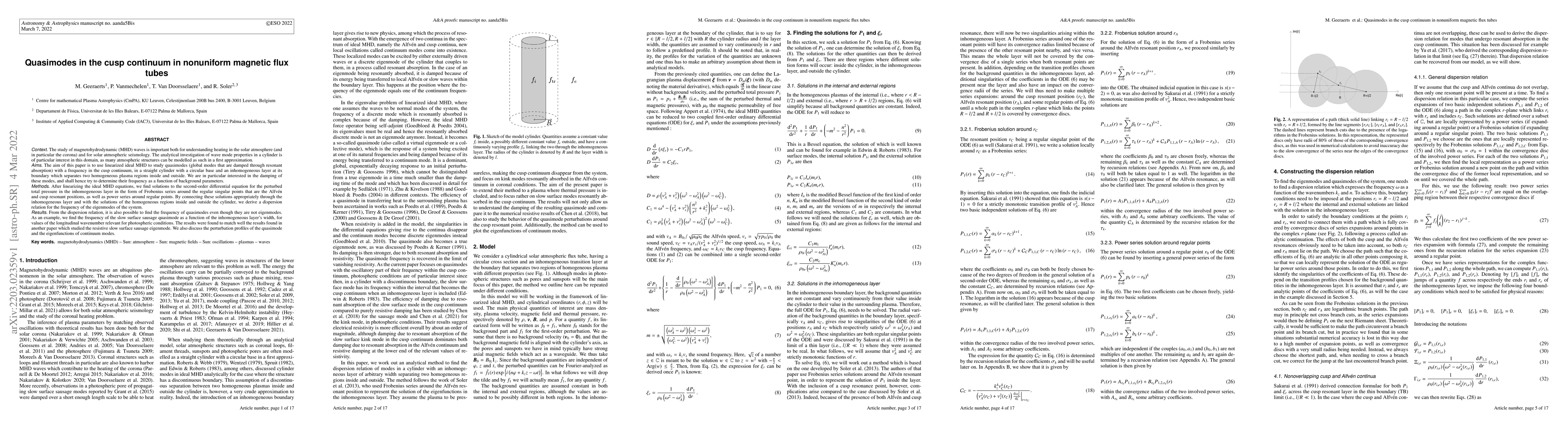Thumbnail for Quasimodes in the cusp continuum in nonuniform magnetic flux tubes
