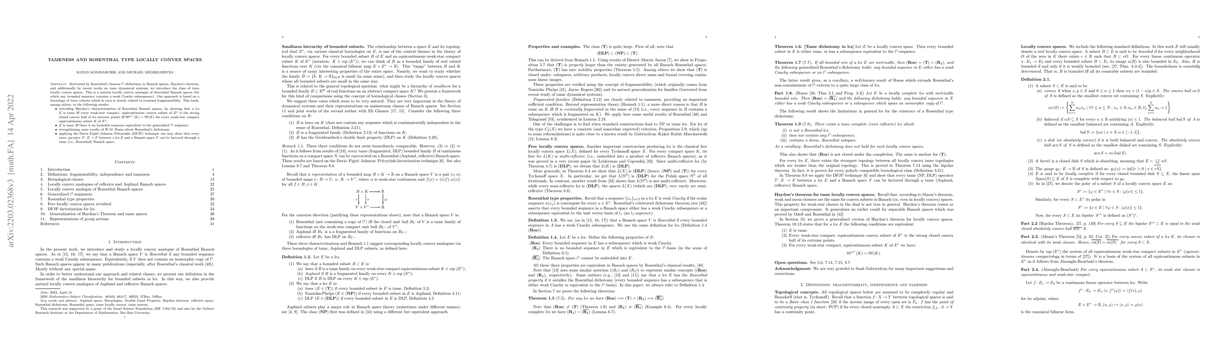Thumbnail for Tameness and Rosenthal type locally convex spaces