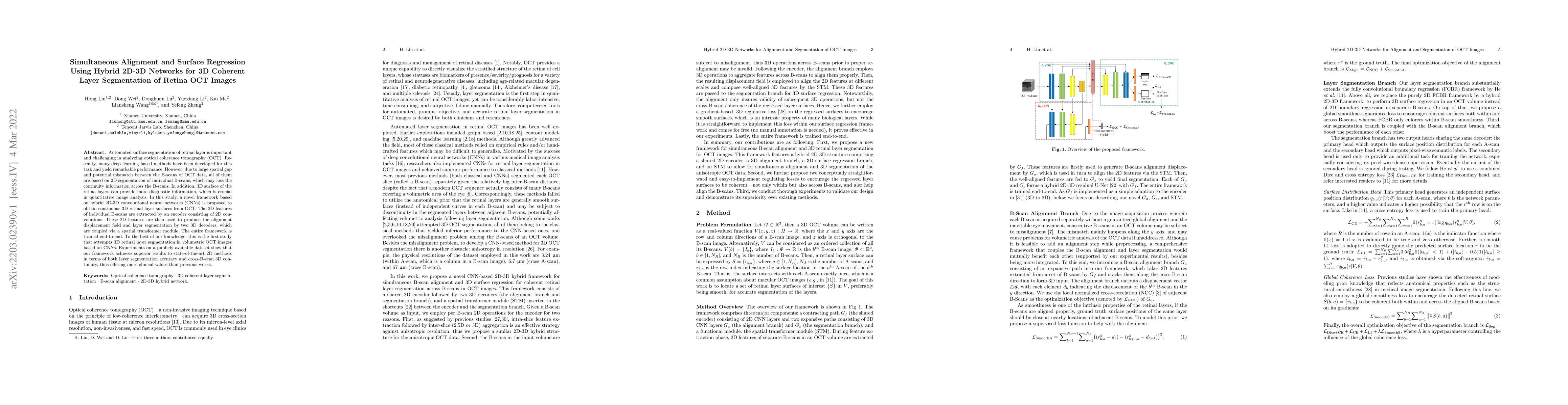 Thumbnail for Simultaneous Alignment and Surface Regression Using Hybrid 2D-3D
  Networks for 3D Coherent Layer Segmentation of Retina OCT Images