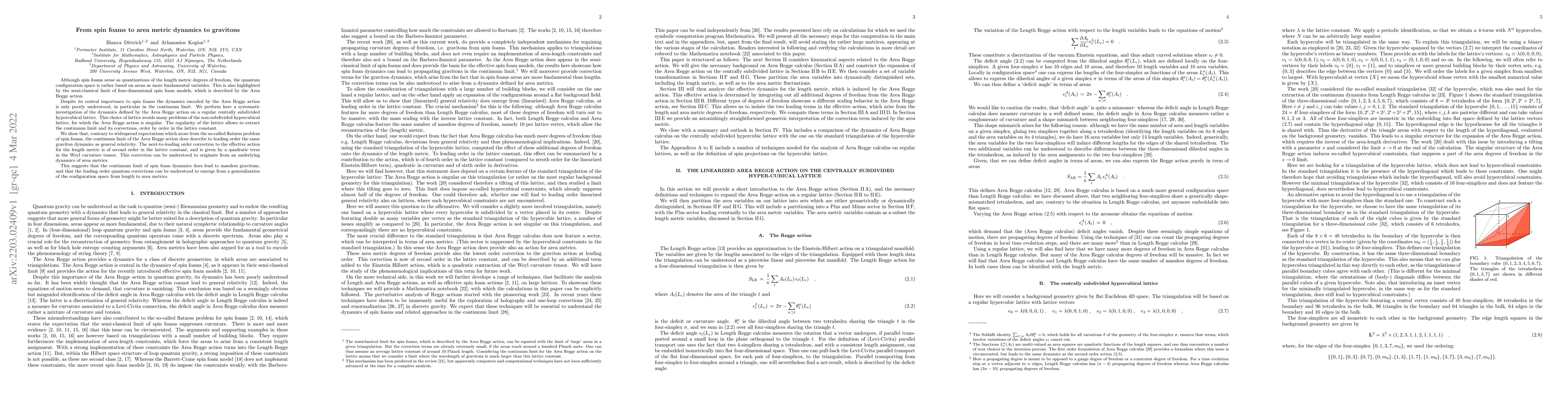 Thumbnail for From spin foams to area metric dynamics to gravitons