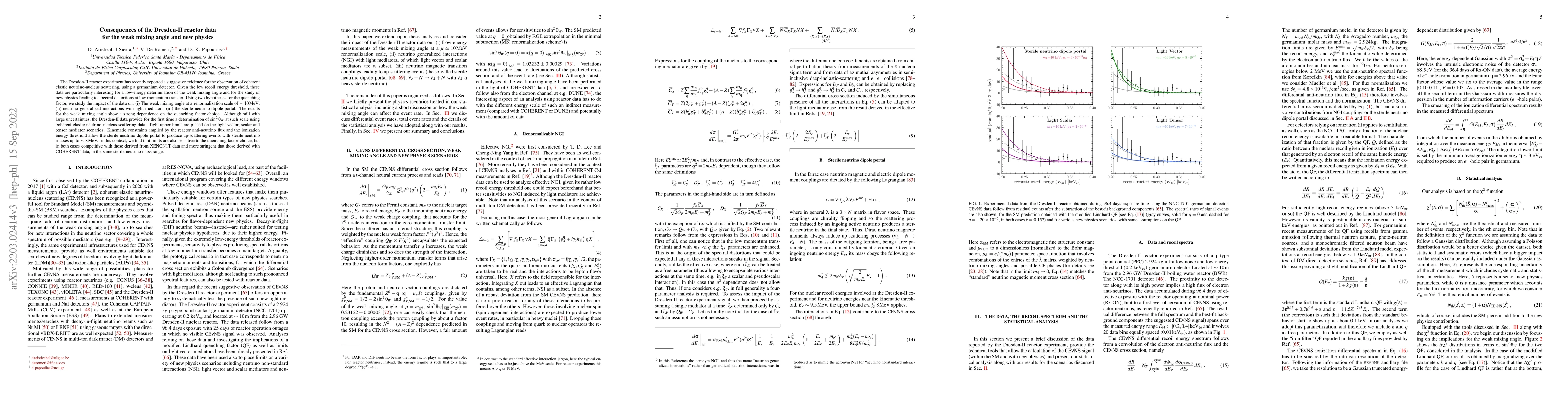 Thumbnail for Consequences of the Dresden-II reactor data for the weak mixing angle
  and new physics
