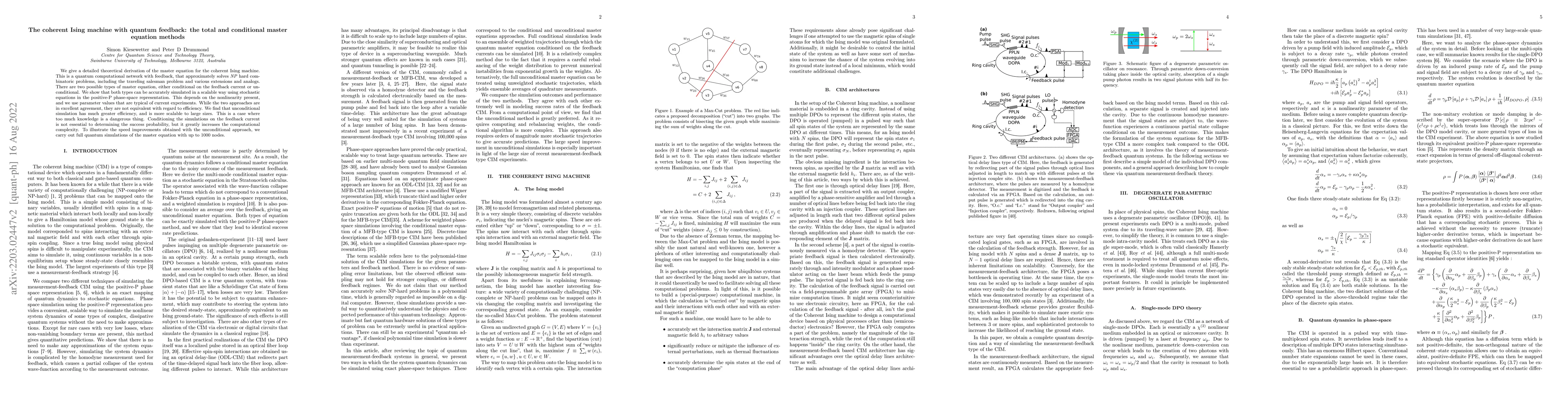 Thumbnail for The coherent Ising machine with quantum feedback: the total and
  conditional master equation methods